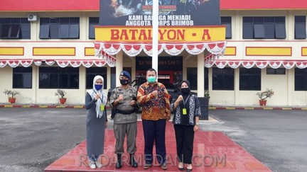 Wujudkan Pilkada 2020 Damai, Bawaslu Binjai Silaturahmi dengan Danyon A Brimob Poldasu