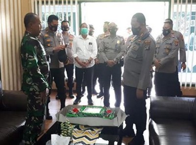 Hut Kodam I/BB Ke-71, Kapolres Binjai Sambangi Markas Kodim 0203 Langkat