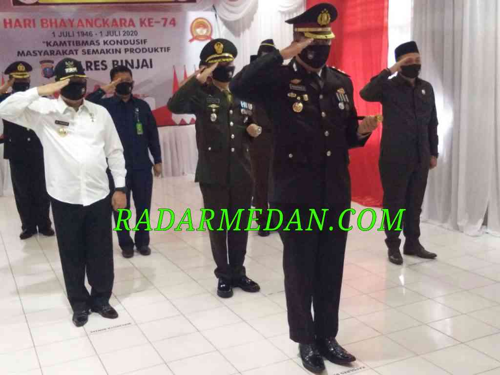 Upacara HUT Bhayangkara Ke-74, Polres Binjai Lakukan Metode Virtual Langsung