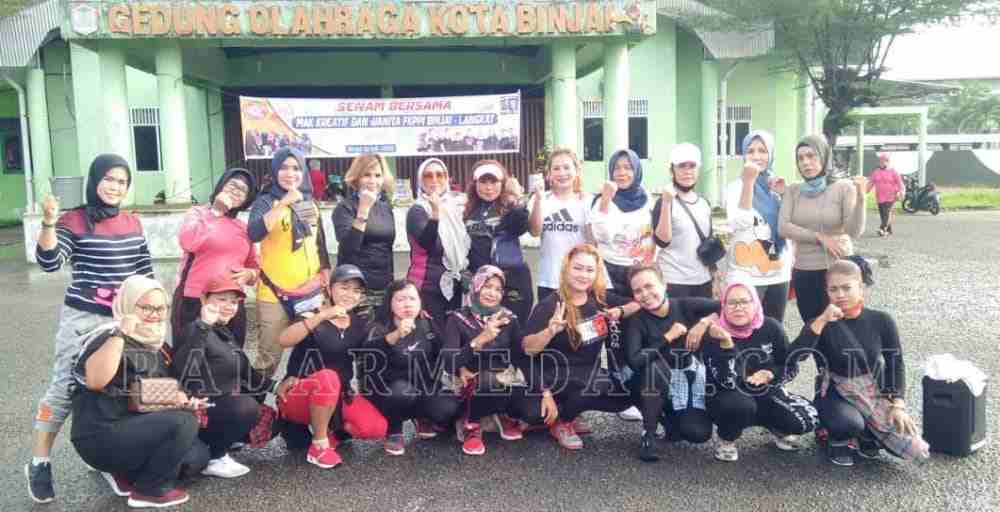 Ketua Rayon FKPPI Kecamatan Binjai Gelar Senam Bersama dengan Mak Kreatif Guna Cegah Covid-19