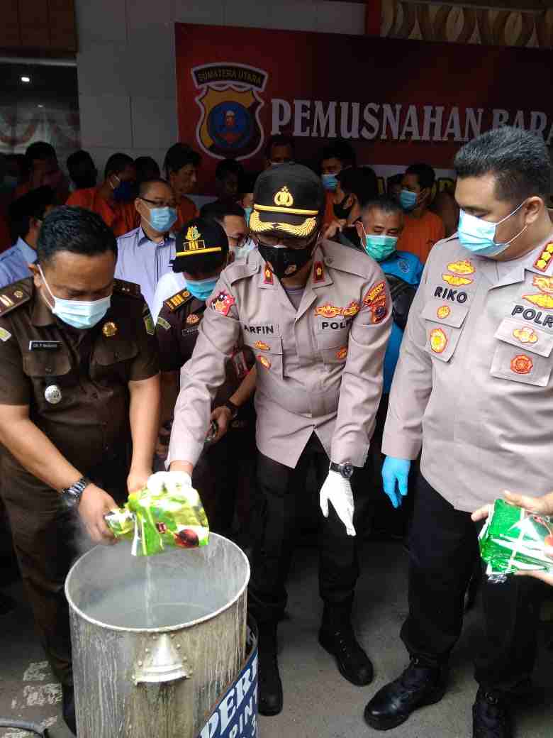 Polrestabes Medan Musnahkan Barangbukti Narkotika Senilai Rp 22 miliar 
