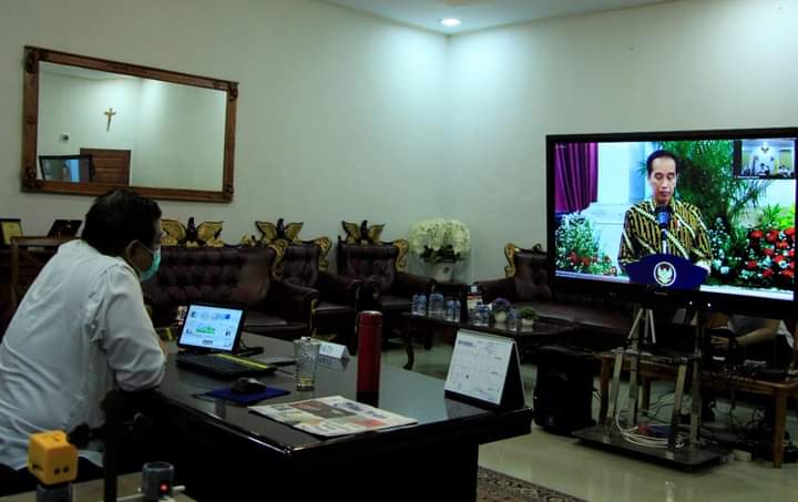 Lewat Virtual, Bupati Dairi Ikuti Acara Penyerahan DIPA Dan TKDD Tahun 2021