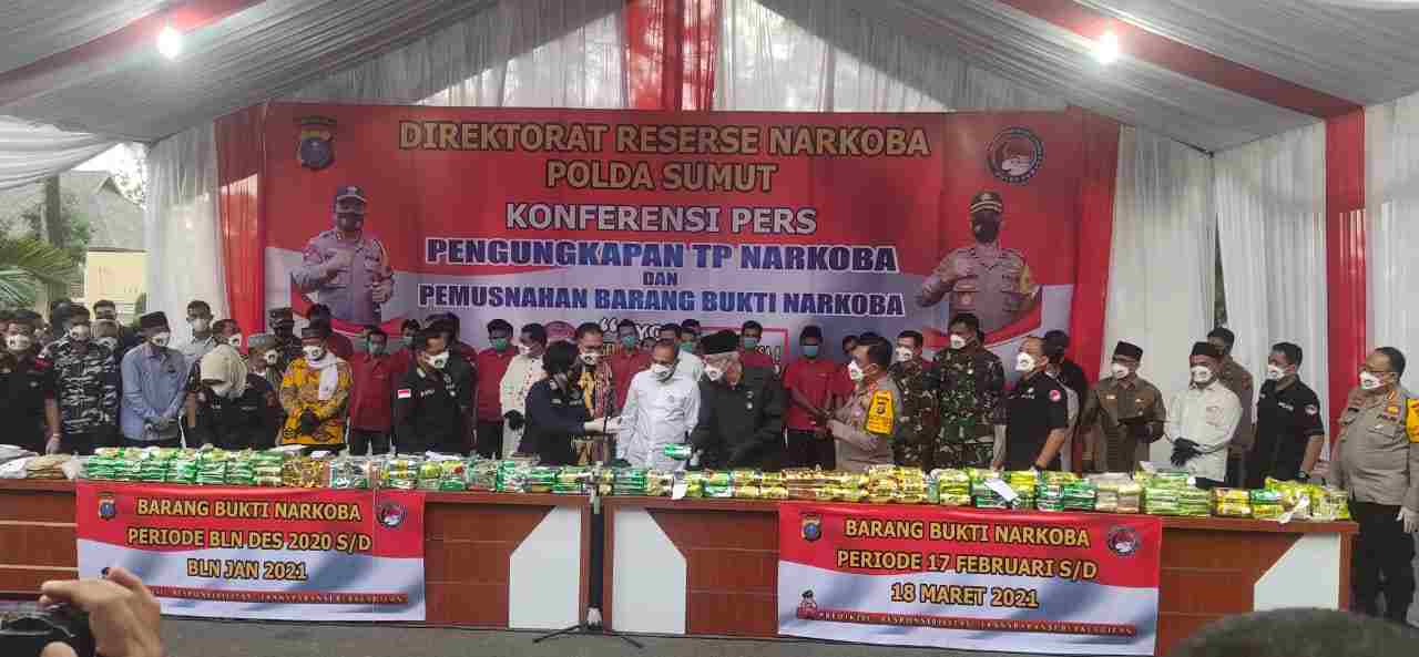 Polda Sumut Deklarasi Tolak Narkoba, Ungkap Tindak Pidana Narkoba dan Musnahkan Barang Bukti