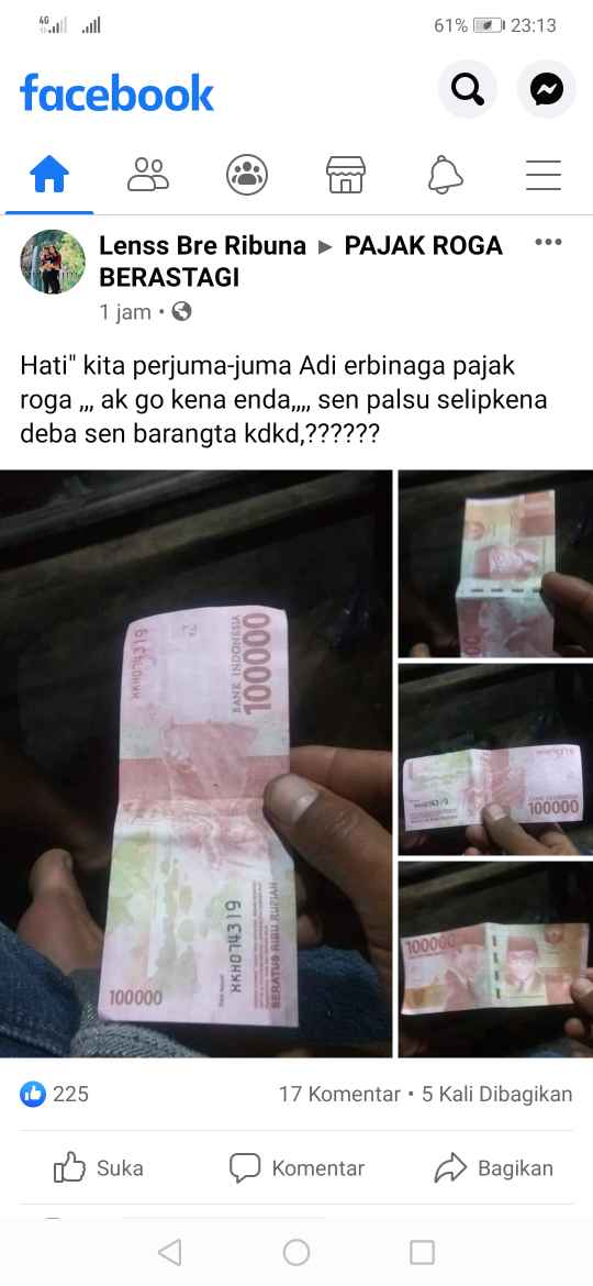 Waspada, Info Beredar Uang Palsu di Pajak Roga Berastagi