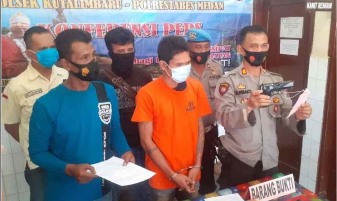 Polsek Kutalimbaru Amankan Seorang Pria Miliki Senjata Api Ilegal