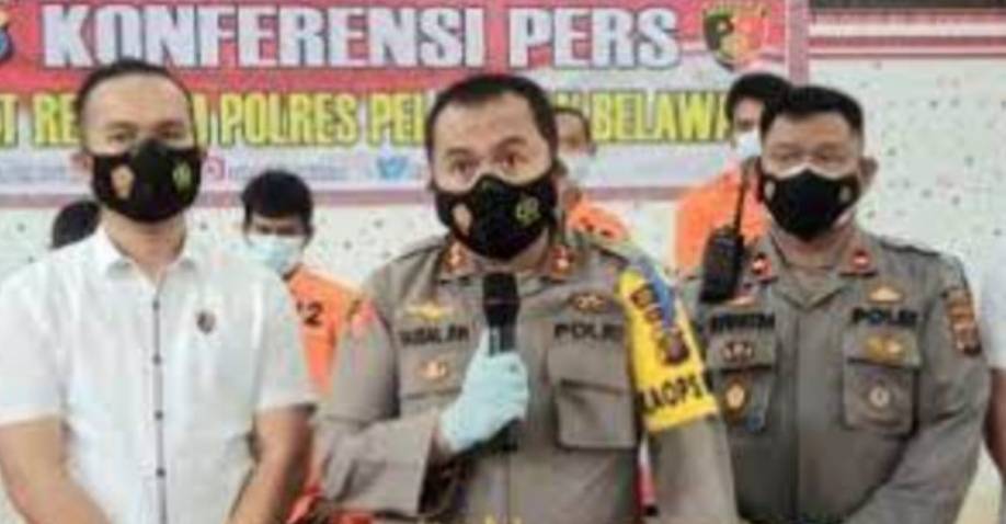 Kapolres Belawan Gelar Konferensi Pers Kasus Pemerasan Supir Truk