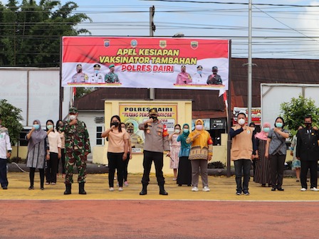 Polres Dairi Gelar Apel Kesiapan Vaksinator Guna Percepat Program Vaksinasi 
