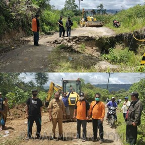 Usai Diperintah Bupati Dairi, Jalan Amblas Simartugan-Simanduma Kini Bisa Dilalui
