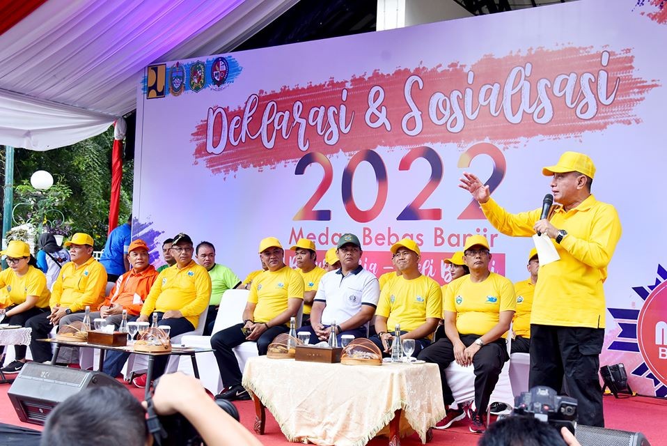 Gubernur Bersama Seribuan Warga Deklarasi Komitmen Medan Bebas Banjir 2022