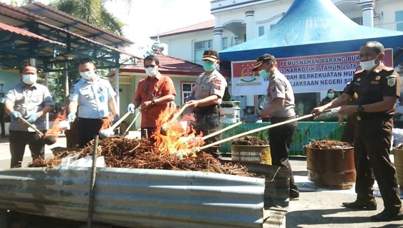 Kajari Siboga Musnahkan Barangbukti Narkoba Disaksikan Bupati Tapteng dan Instansi Lainnya