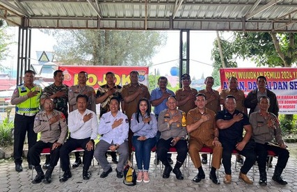KPU dan Polres Tanah Karo Sosialisasi dan Satukan Persepsi Pemilu Aman dan Damai