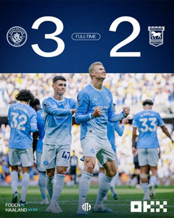 Manchester City Menang Atas Ipswich Town Matchday 7 Liga Premier Inggris 2026/2027  
