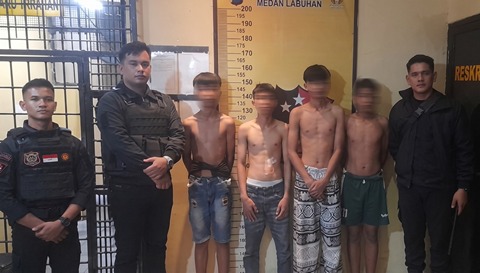 Tim Macan Polres Pelabuhan Belawan Amankan Empat Remaja Pelaku Tawuran